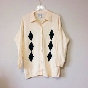 Vintage Y2K Esprit Wool Preppy Collared Button Front Cardigan Sweater Size S